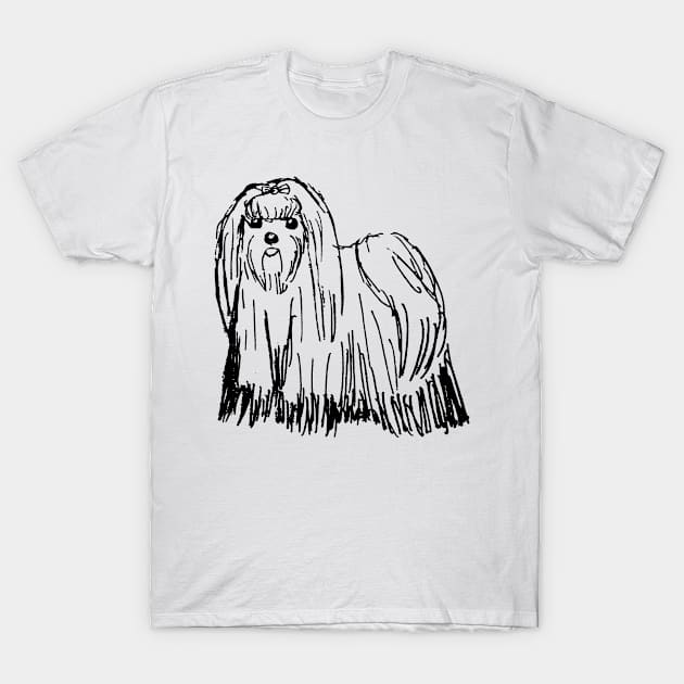 Maltese Dog Sketch T-Shirt by jhsells98